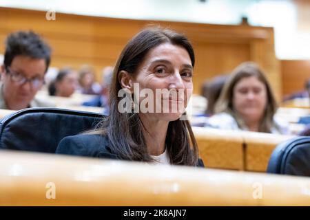 Pilar Llop Cuenca. Justizminister. Im Senat von Spanien. MADRID, SPANIEN - 18. OKTOBER 2022. Stockfoto