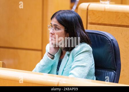 Carolina Darias San Sebastian. Gesundheitsminister. Im Senat von Spanien. MADRID, SPANIEN - 18. OKTOBER 2022. Stockfoto