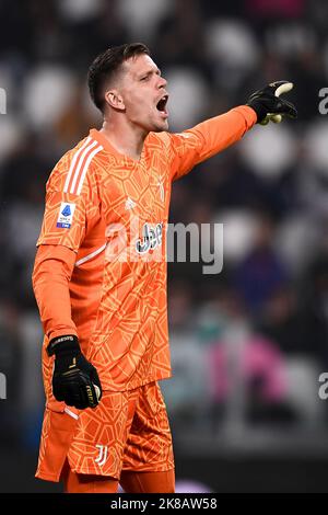 Turin, Italien. 21. Oktober 2022. Wojciech Szczesny von Juventus FC Gesten während der Serie A Fußballspiel zwischen Juventus FC und Empoli FC. Kredit: Nicolò Campo/Alamy Live Nachrichten Stockfoto