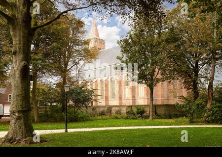 Kirche im Dorf Den Burg auf der Insel Wadden in Texel, Niederlande. Stockfoto