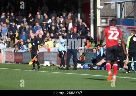 Lincoln, Großbritannien. 22. Oktober 2022. Darren Moore Manager von Sheffield Mittwoch während des Sky Bet League 1-Spiels Lincoln City gegen Sheffield Mittwoch im Gelder Group Sincil Bank Stadium, Lincoln, Großbritannien, 22.. Oktober 2022 (Foto von Arron Gent/News Images) in Lincoln, Großbritannien am 10/22/2022. (Foto von Arron Gent/News Images/Sipa USA) Quelle: SIPA USA/Alamy Live News Stockfoto