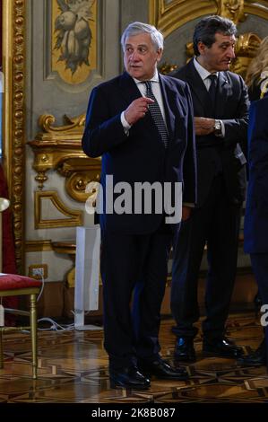 ROM, ITALIEN - 22. OKTOBER: Antonio Tajani Ministro degli Affari Esteri e della cooperazione Internazionale e vicepremier während der Vereidigung der Regierung Meloni im Quirinale-Palast am 22. Oktober 2022 in Rom, Italien.&#XA;(Foto von Fabrizio Corragetti / LiveMedia) Stockfoto