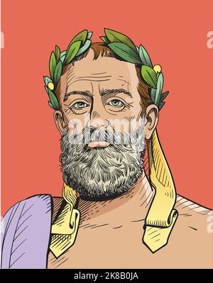 xenophanes war ein griechischer Philosoph, Theologe, Dichter und Kritiker von Homer aus Ionien, der in Early Classic durch die griechisch-sprachige Welt reiste Stock Vektor