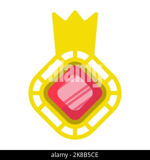 Spiel Juwel Cartoon-Symbol. Auszeichnung von Amulett und Asset-Schnittstelle. Schmuck-Insignien und Diamantmarken. Cartoon wertvolle Trophäe Vektor Illustration Stock Vektor