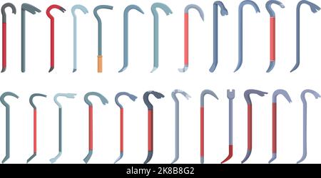 Brecheisen-Symbole setzen Cartoon-Vektor. Brechender Einbrecher. Zimmermannsbau Stock Vektor