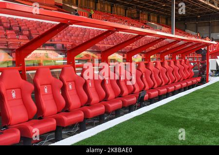 Nottingham, Großbritannien. 22. Oktober 2022. Gesamtansicht des City Ground, Heimstadion des Nottingham Forest F.C. während des Premier League-Spiels Nottingham Forest gegen Liverpool im City Ground, Nottingham, Großbritannien, 22.. Oktober 2022 (Foto von Mike Jones/News Images) Credit: News Images LTD/Alamy Live News Stockfoto