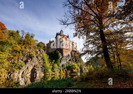 Die mittelalterliche Burg Kriebstein in Sachsen Stockfoto