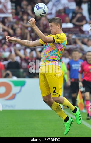 Salerno, Italien. 22. Oktober 2022. Emil Holm Spieler von Spezia, während des Spiels der italienischen Serie A Liga zwischen Salernitana gegen Spezia Endergebnis, Salernitana 1, Spezia 0, Spiel im Arechi Stadion gespielt. Quelle: Vincenzo Izzo/Alamy Live News Stockfoto