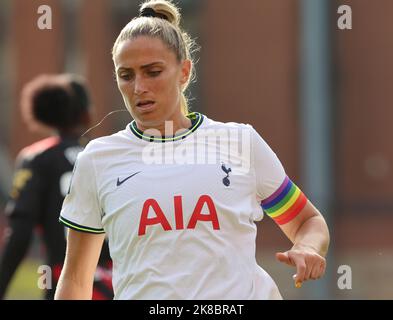 London, Großbritannien. 22.. Oktober 2022. Während des Fußballmatches der FA Women's Super League zwischen Tottenham Hotspur Women und Manchester City Women auf der Brisbane Road in London, Großbritannien, am 22.. Oktober 2022. Quelle: Action Foto Sport/Alamy Live News Stockfoto