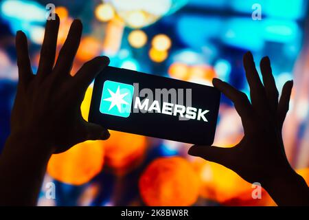 Brasilien. 22. Oktober 2022. In dieser Abbildung wird das Maersk-Logo auf einem Smartphone-Bildschirm angezeigt. (Foto von Rafael Henrique/SOPA Images/Sipa USA) Quelle: SIPA USA/Alamy Live News Stockfoto