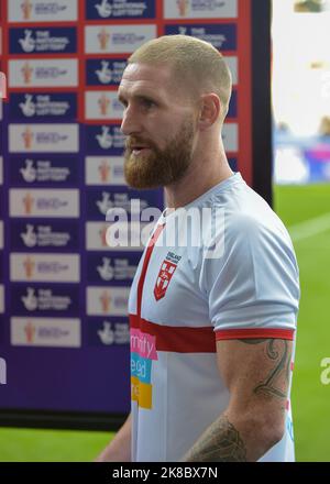 Bolton, , Großbritannien am 22. Oktober 2022. England V Frankreich : Rugby League World Cup University of Bolton Stadium, Bolton, Großbritannien Sam Tomkins aus England vor dem Start für die Rugby League World Cup 2021 Gruppe Ein Spiel zwischen England V Frankreich im University of Bolton Stadium, Bolton, Großbritannien am 22. Oktober 2022 . ( Kredit: Craig Cresswell/Alamy Live News Stockfoto