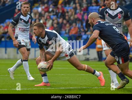 Bolton, , Großbritannien am 22. Oktober 2022. England V Frankreich : Rugby League World Cup University of Bolton Stadium, Bolton, Großbritannien während der Rugby League World Cup 2021 Gruppe Ein Spiel zwischen England V Frankreich im University of Bolton Stadium, Bolton, Großbritannien am 22. Oktober 2022 . ( Kredit: Craig Cresswell/Alamy Live News Stockfoto