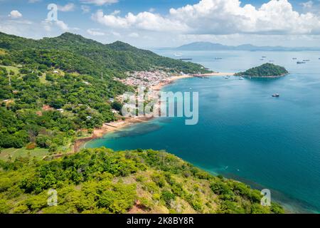 Luftansicht Der Taboga Island. Tropische Insel im Pazifik in der Nähe von Panama City, Panama. Stockfoto