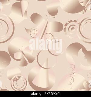 Nahtloses Muster mit roten Herzen, Kreisen und Schmetterlingen ohne Hintergrund durch Farbverlauf gemacht Stock Vektor