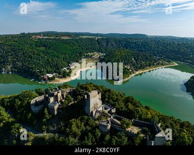 Tschechien. Aerial View Der Burg Cornstejn, Tschechien, Europa. Stockfoto