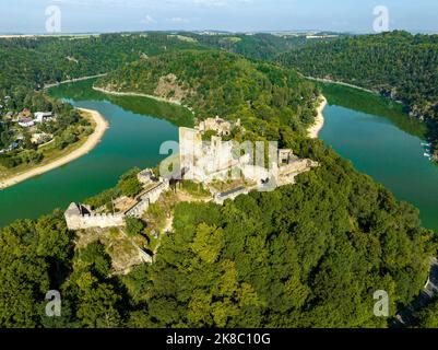 Tschechien. Aerial View Der Burg Cornstejn, Tschechien, Europa. Stockfoto