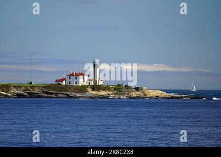 Der Leuchtturm von Narragansett Bay in Rhode Island aus gesehen Stockfoto