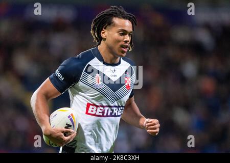 Bolton, England - 22.. Oktober 2022 - Rugby League World Cup England gegen Frankreich im Macron Stadium, Bolton, Großbritannien - Dom Young of England Credit: Dean Williams/Alamy Live News Stockfoto