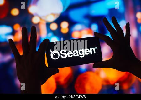 Brasilien. 22. Oktober 2022. In dieser Abbildung wird das Logo von SeaGen Inc. Auf einem Smartphone-Bildschirm angezeigt. (Bild: © Rafael Henrique/SOPA Images via ZUMA Press Wire) Stockfoto