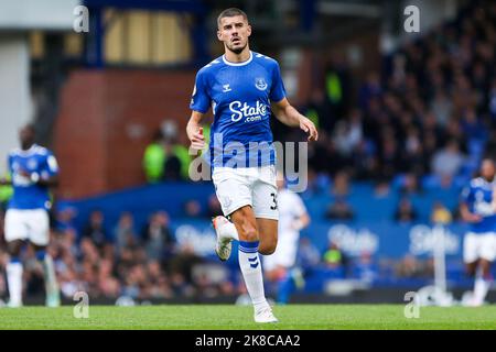 Liverpool, Großbritannien. 22. Oktober 2022. Conor Coady von Everton während des Premier League-Spiels zwischen Everton und Crystal Palace im Goodison Park, Liverpool, England am 22. Oktober 2022. Foto von Ben Wright. Nur zur redaktionellen Verwendung, Lizenz für kommerzielle Nutzung erforderlich. Keine Verwendung bei Wetten, Spielen oder Veröffentlichungen einzelner Clubs/Vereine/Spieler. Kredit: UK Sports Pics Ltd/Alamy Live Nachrichten Stockfoto