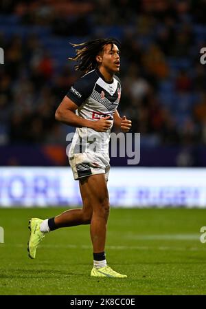 Bolton, Vereinigtes Königreich. 22. Oktober 2022. Rugby League World Cup 2021. England V Frankreich. University of Bolton Stadium. Bolton. Dom Young (England) beim Rugby League-Weltcup-Spiel England V Frankreich. Round 2, Gruppe A. Credit: Sport in Pictures/Alamy Live News Stockfoto