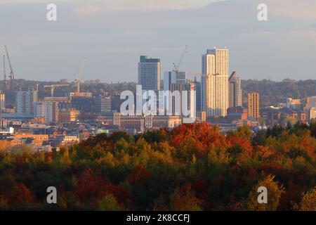 Blick auf das Arena Quarter mit seinen Gebäuden im Stadtzentrum von Leeds. Das Altus House ist derzeit das höchste Gebäude von Leeds & Yorkshire Stockfoto