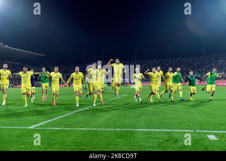 Firenzano, Italien. 22. Oktober 2022. Die Spieler des FC Internazionale feiern den Sieg am Ende des Fußballspiels der Serie A zwischen ACF Fiorentina und dem FC Internazionale im Artemio Franchi-Stadion in Florenz (Italien) am 22.. Oktober 2022. Foto Andrea Staccioli/Insidefoto Kredit: Insidefoto di andrea staccioli/Alamy Live News Stockfoto