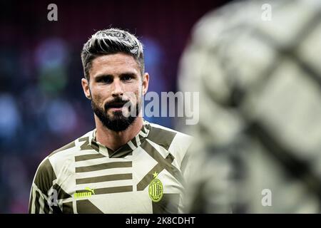 Mailand, Italien. 22. Oktober 2022. Olivier Giroud von AC Milan Gesten während der italienischen Serie A Fußballspiel AC Mailand gegen Monza im San Siro Stadion in Mailand, Italien am 22. Oktober 2022 Credit: Piero Cruciatti/Alamy Live News Stockfoto