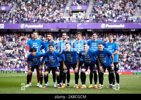 VALLADOLID, SPANIEN - 22. OKTOBER: Die Spieler von Real Sociedad stehen vor dem Spiel der La Liga Santander zwischen Real Valladolid und Real Sociedad am 22. Oktober 2022 in Jose Zorrilla in Valladolid, Spanien, an. Quelle: Ricardo Larreina/AFLO/Alamy Live News Stockfoto