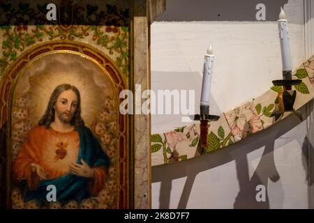 Cataldo Mission, eine alte Jesuitenmissionskirche im Idaho Panhandle, ältestes Gebäude in Idaho Stockfoto