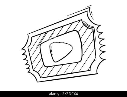 Kinokarten Skizze. Kinokarten im Doodle-Stil. Vektordarstellung auf weißem Hintergrund isoliert Stock Vektor