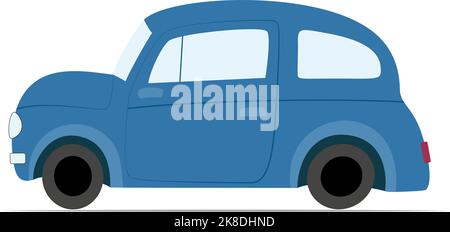 Fiat 500 Beetle flache Illustration mit transparentem Hintergrund. Retro-Auto in kindischem Stil. Stock Vektor