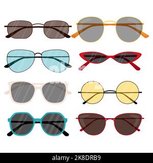 Fashion set Sonnenbrille Accessoire Sonnenbrillen Kunststoff Rahmen moderne Brillen Vektor Illustration. Stock Vektor