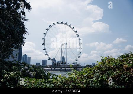 Singapur - 21. Juli 2022: Der Singapore Flyer ist ein Riesenrad in der Marina Bay. Stockfoto