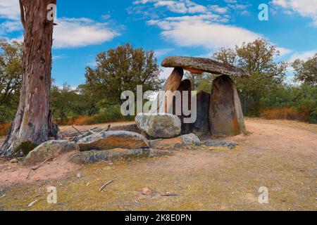 Megalithdolmen, Barbacena, Elvas, Alentejo, Portugal Stockfoto