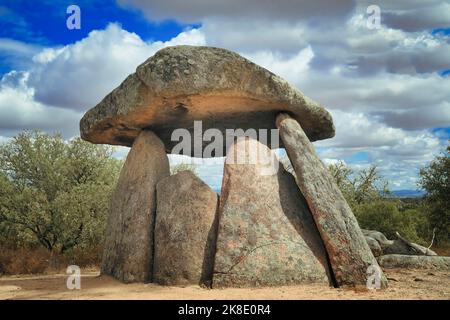 Megalithdolmen, Barbacena, Elvas, Alentejo, Portugal Stockfoto