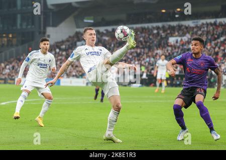 Kopenhagen, Dänemark. 22. Oktober 2022. Lukas Lerager (12) vom FC Kopenhagen beim Superliga-Spiel 3F zwischen dem FC Kopenhagen und dem FC Midtjylland im Kopenhagener Park. (Foto: Gonzales Photo/Alamy Live News Stockfoto