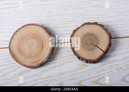 Kleines Stück Holzstämme geschnitten für Holz Textur Hintergrund verwendet Stockfoto