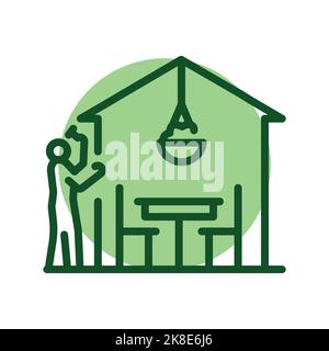 Symbol für die farbige Linie im Terrassenbau. Gartenservice. Stock Vektor