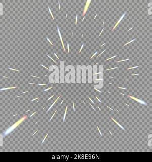 Holografische transparente Reflexionen Fackeln isoliert auf transparentem Hintergrund. Vektorgrafik Stock Vektor