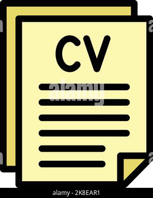 Umrissvektor für CV-Dokumentsymbol. Interview durchsuchen. Karriere fortsetzen Stock Vektor