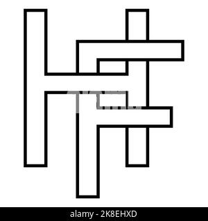 Logo-Zeichen hf fh-Symbol nft-Zeilensprungbuchstaben f h. Stock Vektor