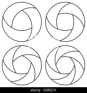 Logo-Kamera-Shutter, Objektivaufnahme, Blende, Objektivkamera Stock Vektor