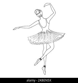 Ballerina Tänzerin Grafik schwarz weiß isoliert Skizze Illustration Vektor Stock Vektor