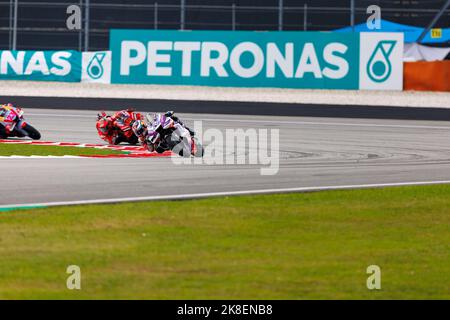 23.. Oktober 2022; Sepang International Circuit, Sepang, MALAYSIA: MotoGP von Malaysia, Renntag: Pramac Rennfahrer Jorge Martin während des Rennens beim malaysischen MotoGP Stockfoto