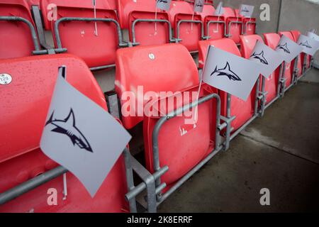 Eccles, Großbritannien. 23. Oktober 2022. Allgemeine Ansicht des AJ Bell Stadions vor dem Spiel der Gallagher Premiership Sale Sharks vs Harlekins im AJ Bell Stadium, Eccles, Großbritannien, 23.. Oktober 2022 (Foto von Steve Flynn/News Images) in Eccles, Großbritannien am 10/23/2022. (Foto von Steve Flynn/News Images/Sipa USA) Quelle: SIPA USA/Alamy Live News Stockfoto