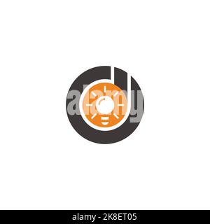 Buchstabe d Glühbirne intelligente Idee Symbol Vektor Stock Vektor