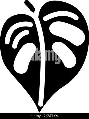 monstera Tropical Leaf Glyph Icon Vektorgrafik Stock Vektor