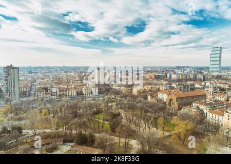 Skyline von Mailand von oben, Mailand, Italien Stockfoto