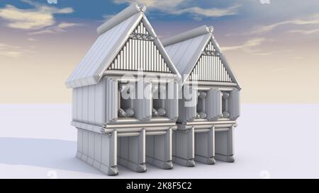 Diese 3D Illustration ist in einer sehr hohen Auflösung für Architekten, Ingenieure, Modellbauer, Künstler und Game Asset-Entwickler vorgestellt, um genau zu folgen. Stockfoto